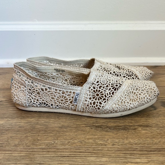 TOMS Natural Moroccan Crochet‎ Alpargata Flats 7 - Picture 2 of 5